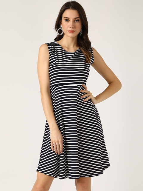 

V2 Value & Variety Navy Blue & White Striped Dress