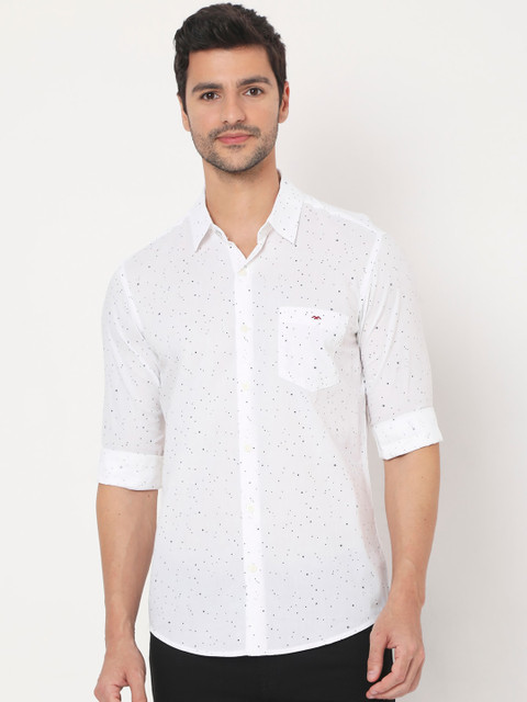 

Mufti Men White Slim Fit Opaque Printed Casual Shirt