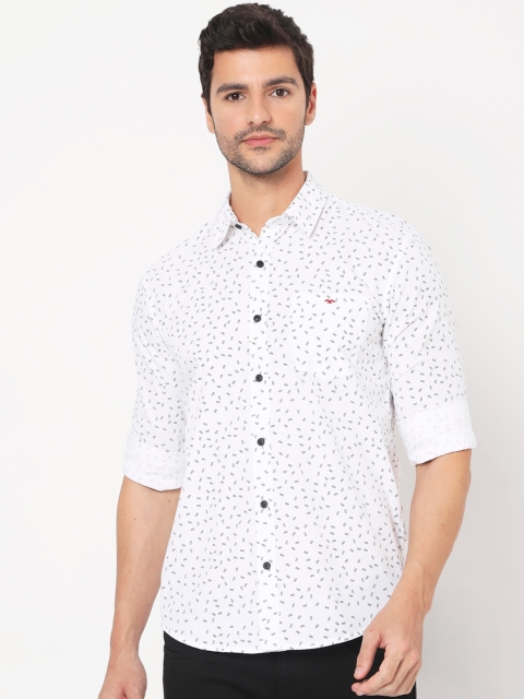 

Mufti Men White & Black Slim Fit Opaque Printed Pure Cotton Casual Shirt