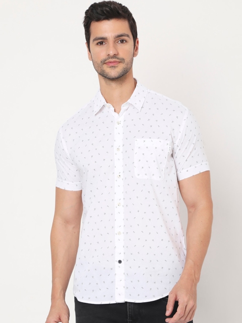 

Mufti Men White & Black Slim Fit Opaque Printed Pure Cotton Casual Shirt