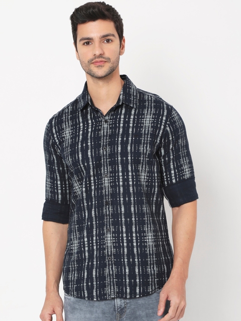 

Mufti Men Navy Blue Slim Fit Opaque Printed Casual Shirt