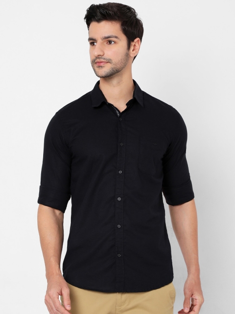 

Mufti Men Black Slim Fit Opaque Pure Cotton Casual Shirt