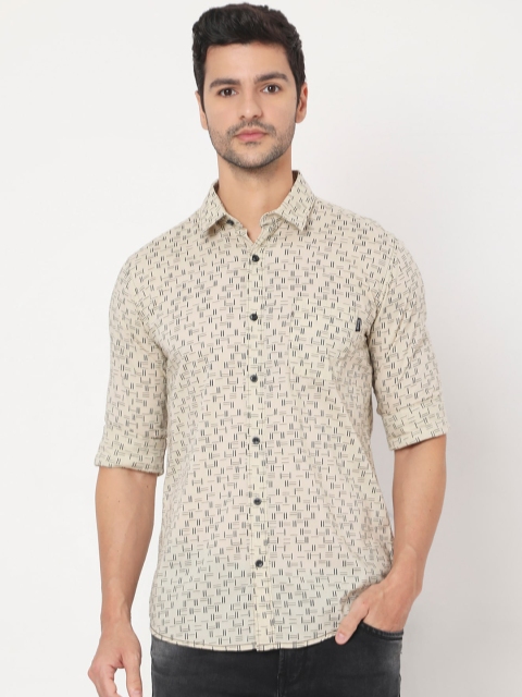 

Mufti Men Beige Slim Fit Opaque Printed Casual Shirt