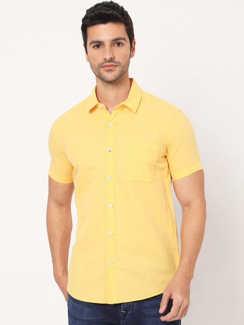 

Mufti Men Yellow Slim Fit Opaque Casual Shirt