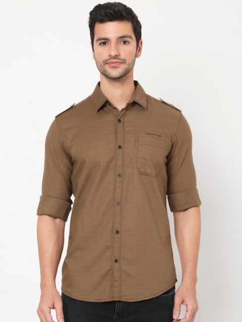 

Mufti Men Brown Slim Fit Opaque Pure Cotton Casual Shirt