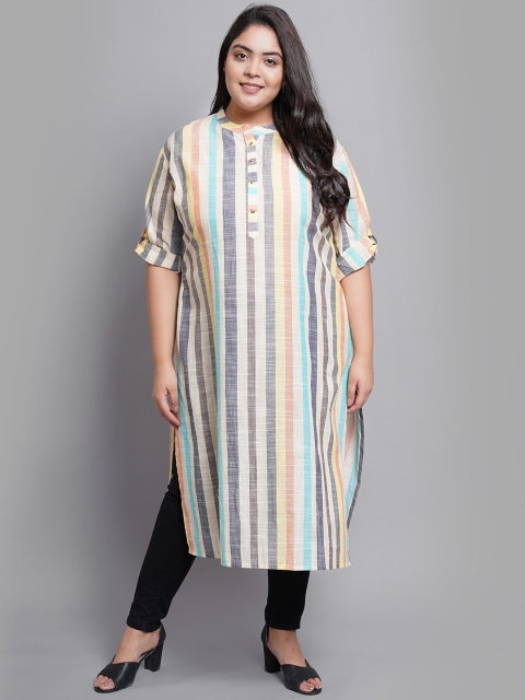

PrettyPlus by Desinoor.com Women Multicoloured Striped Kurta, Multi