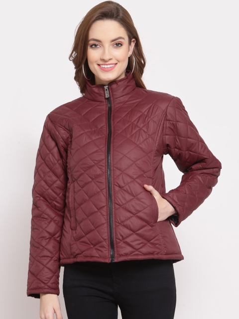 

KLOTTHE Women Maroon Water Resistant Quilted Jacket