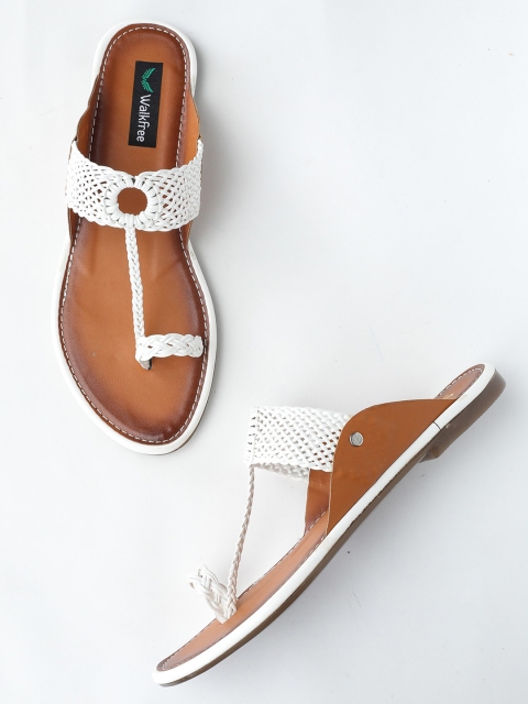 

Walkfree Women White Kolhapuri One Toe Flats