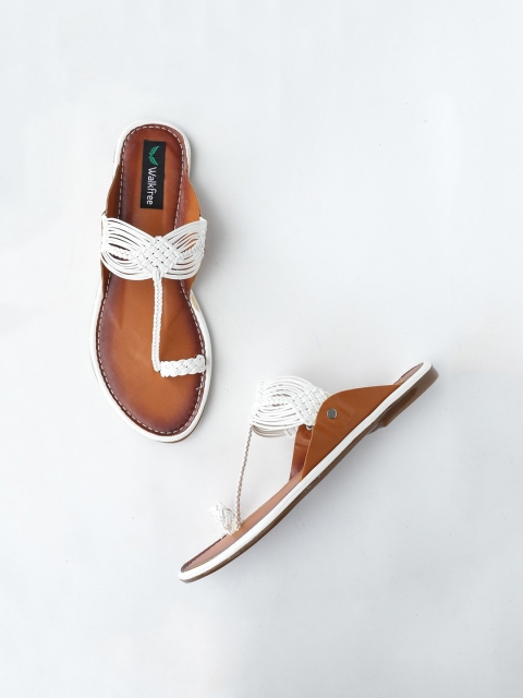 

Walkfree Women White Kolhapuri One Toe Flats