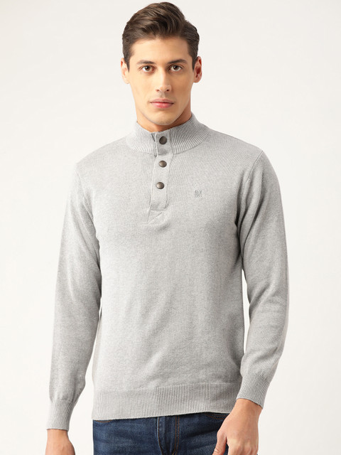 

Monte Carlo Men Grey Melange Pure Cotton Pullover