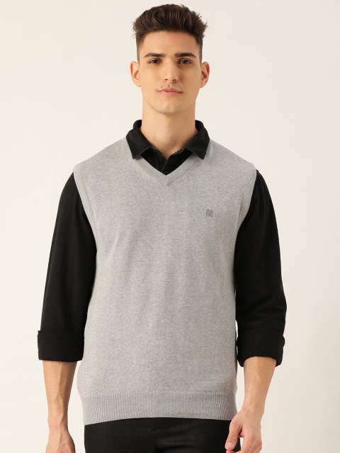 

Monte Carlo Men Grey Melange Solid Sweater Vest