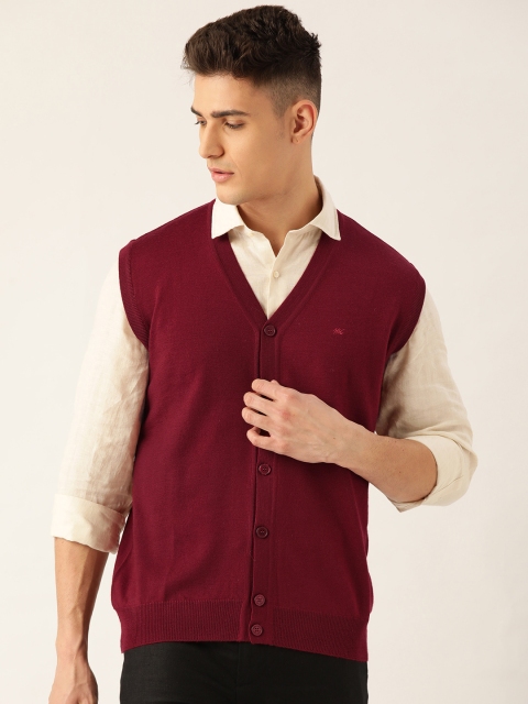 

Monte Carlo Men Maroon Solid Cardigan