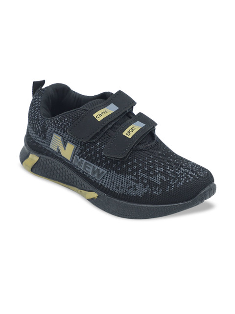 

FEETWELL SHOES Unisex Kids Black Woven Design Slip-On Sneakers