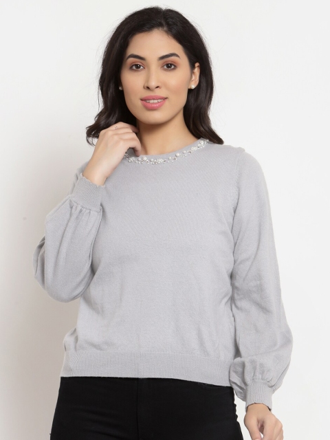 

KLOTTHE Women Grey Wool Pullover