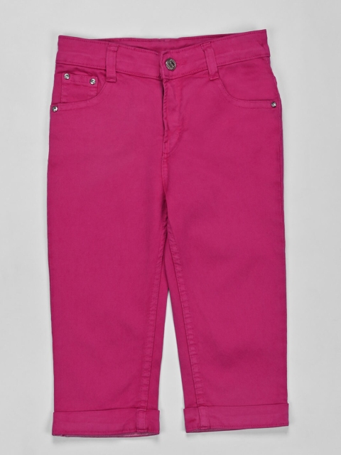 

ZOLA Girls Pink Solid High Rise Loose Fit Capris
