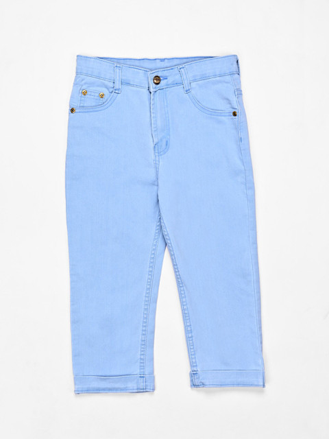 

ZOLA Girls Blue Solid High Rise Loose Fit Capris