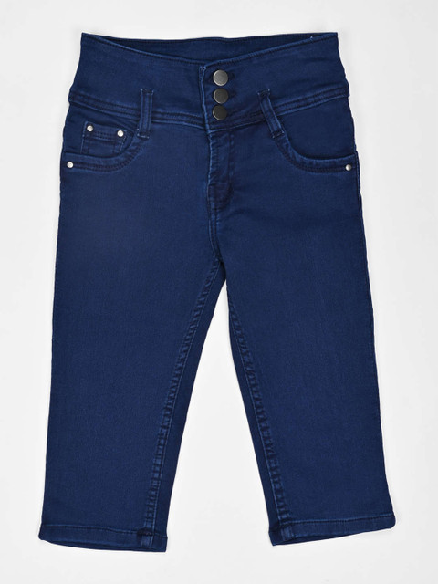 

ZOLA Girls Blue Solid Denim loose Fit Capris