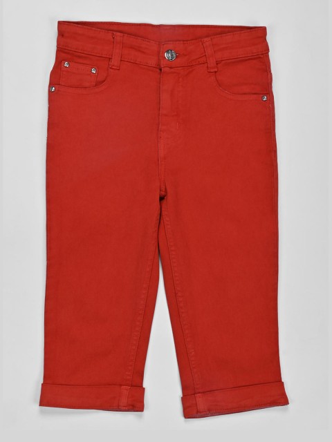 

ZOLA Girls Red & Silver-Toned Capris
