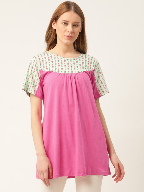 

9teenAGAIN Pink & Green Floral A-Line Top