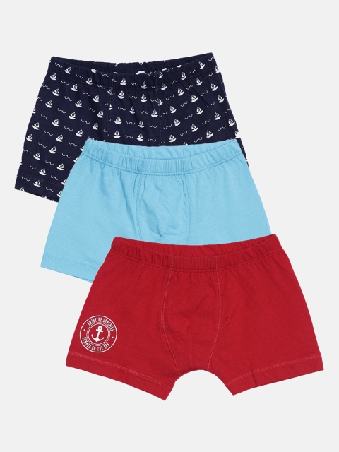 

Bitz Boys Pack Of 3 Assorted Organic Cotton Trunks, Turquoise blue