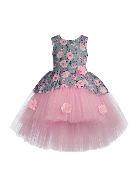 

Toy Balloon kids Pink & Blue Floral Layered Net Dress