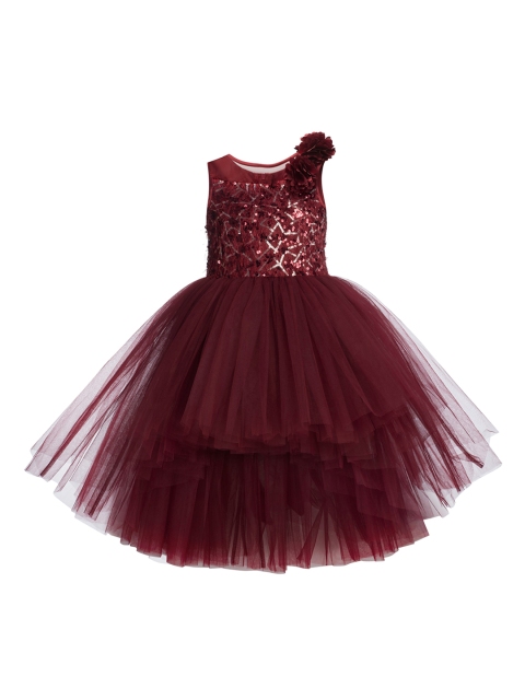 

Toy Balloon kids Maroon Embellished Net Dress