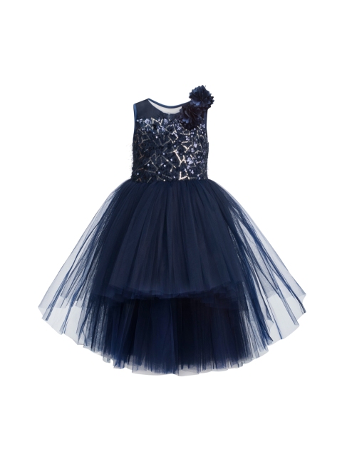 

Toy Balloon kids Navy Blue Embellished Layered Net Maxi Dress