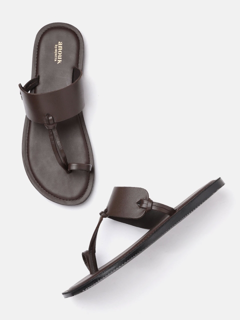 

Anouk Men Coffee Brown Solid One Toe Handcrafted Comfort Sandals