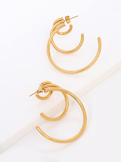 

Mikoto by FableStreet Gold-Toned Contemporary Half Hoop Earrings