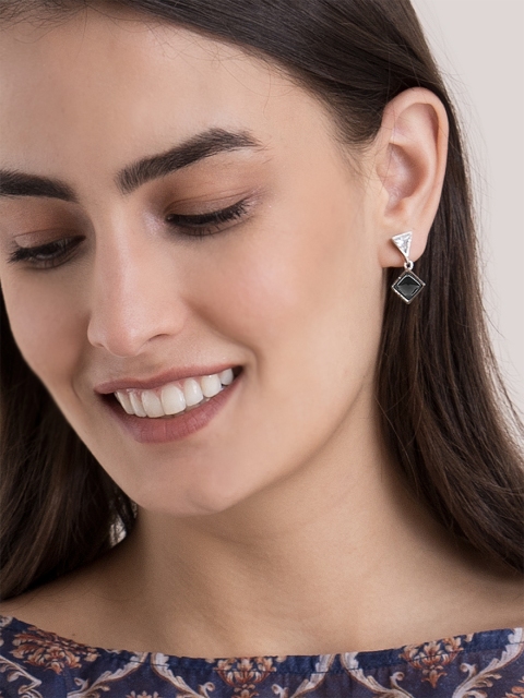 

Mikoto by FableStreet Silver-Toned Geometric Drop Earrings