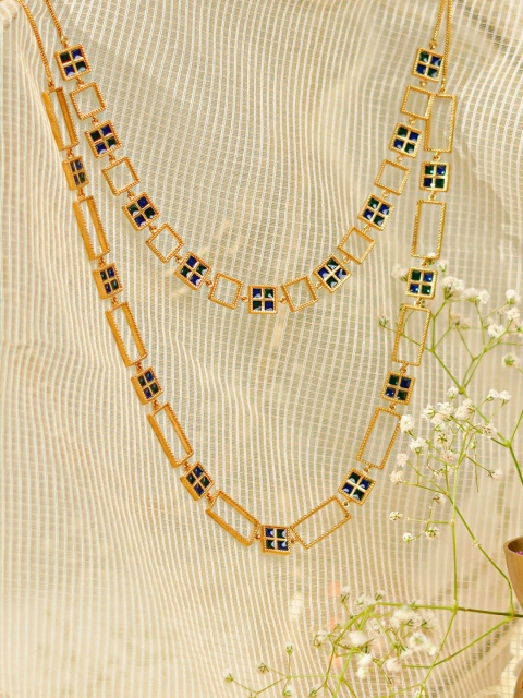 

Mikoto by FableStreet Gold-Toned & Black Brass Gold-Plated Layered Necklace