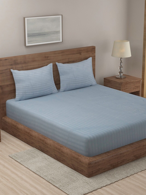 

TAG 7 Blue & Grey Cotton 144 TC 2 King Bedsheet With 4 Pillow Covers