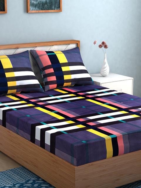 

TAG 7 Pack Of 2 Printed 144 TC 1 King Bedsheet with 2 Pillow Covers, Black