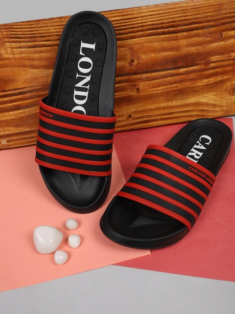 

Carlton London sports Men Black & Red Striped Sliders