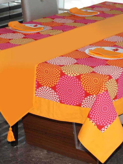 

Lushomes Multicoloured Spiral Printed 12 Seater Table Linen Set, Multi