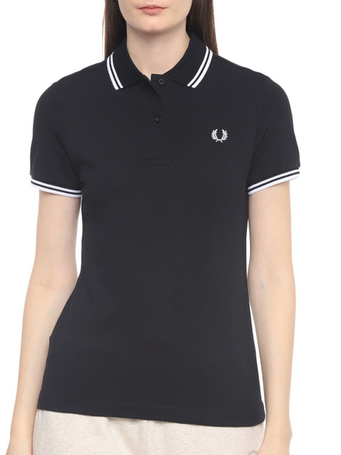 

Fred Perry Women Black Polo Collar T-shirt