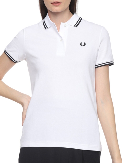 

Fred Perry Women White Polo Collar T-shirt