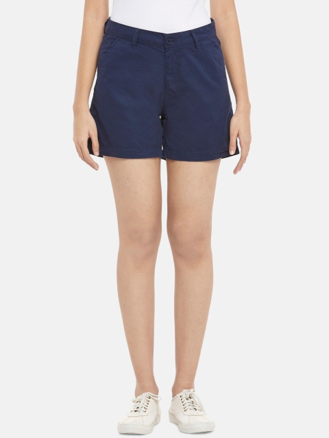 

Honey by Pantaloons Women Navy Blue Cotton Regular Shorts