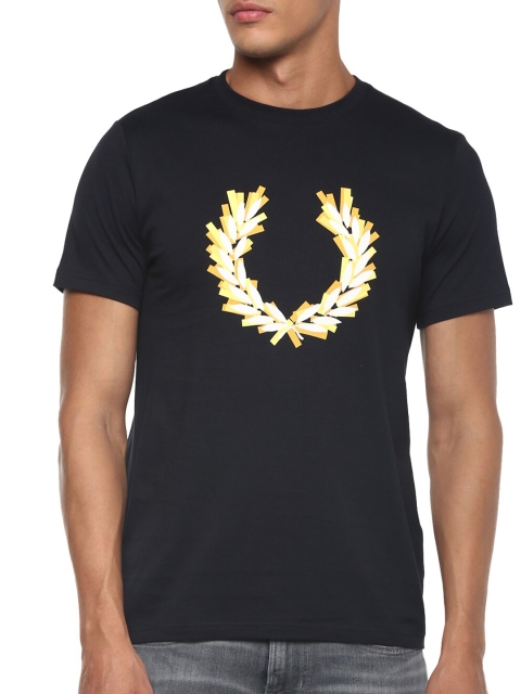 

Fred Perry Men Navy Blue Printed T-shirt