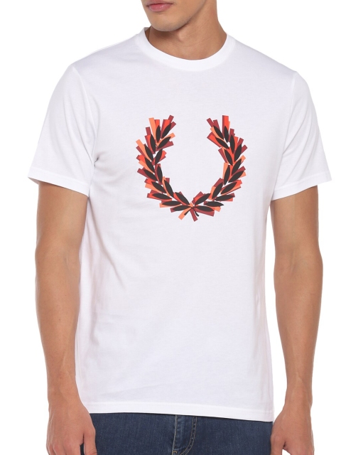 

Fred Perry Men White Graphic Logo Printed T-shirt