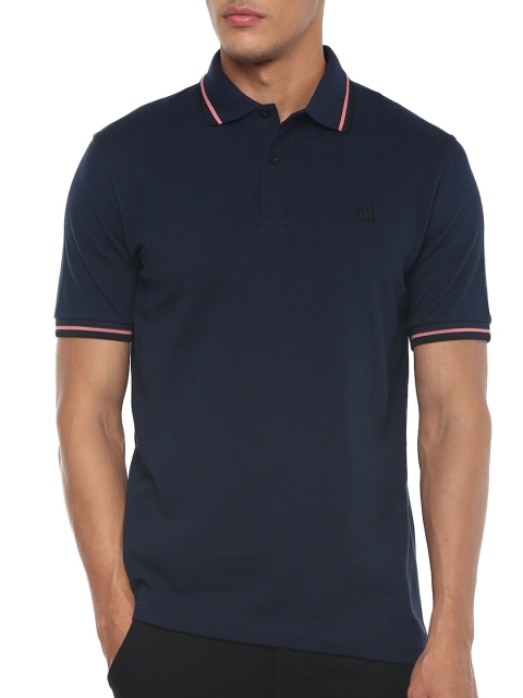 

Fred Perry Men Navy Blue Polo Collar Cotton T-shirt