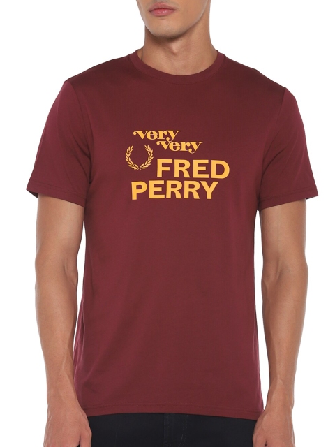 

Fred Perry Men Burgundy Brand Logo Printed T-shirt