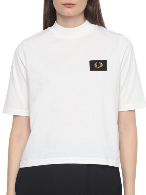 

Fred Perry Women White High Neck T-shirt