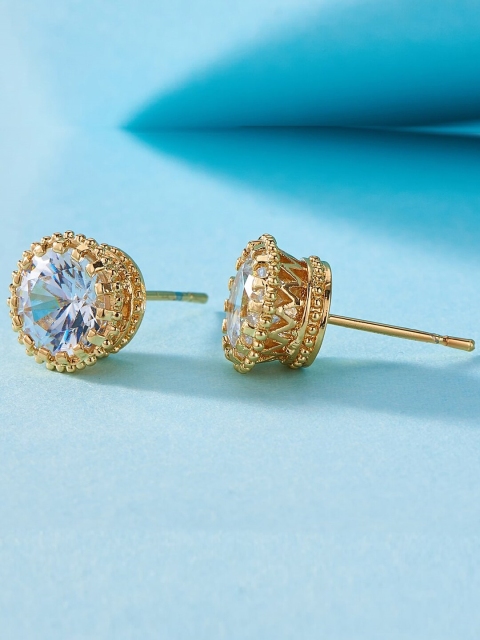 

OOMPH Gold-Toned Circular Cubic Zirconia Studs Earrings