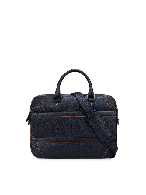 

Da Milano Unisex Black Textured Leather Laptop Bag