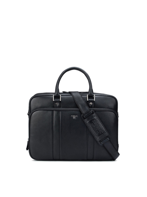 

Da Milano Unisex Black Textured Leather Laptop Bag