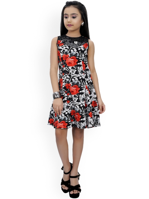 

Tiny Girl Black Floral A-Line Dress