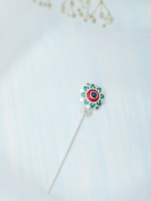 

Fabindia Women Silver-Toned & Teal Hairstick