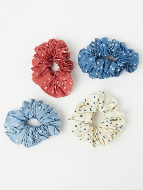 

Fabindia Women Blue & White Set of 4 Ponytail Holders