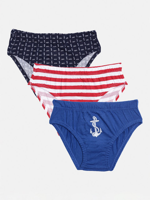 

Bitz Boys Blue & Black Pack Of 3 Organic Cotton Printed Briefs